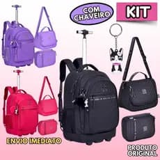 Kit Mochila Rodinha + Lancheira + Estojo Box Rebecca Bonbon RB ORIGINAL CRINKLE Coleção Nova - Clio