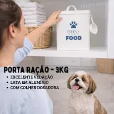 Pote Armazenar Raçao até 3kg em Aluminio com Colher Dosadora Tampa com bom Fechamento Bonito Elegante