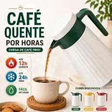 Garrafa Térmica 1L Café Chá Leite Quente e Frio Pratica Qualidade Bomba Pressão Moderna e Elegante