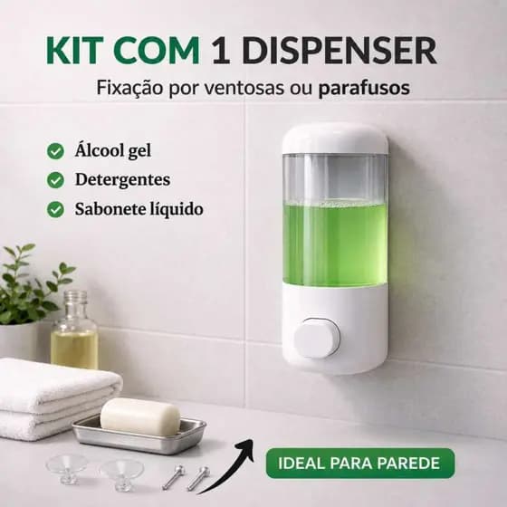 Dispenser Sabonete Líquido Parede 580ml Porta Álcool Gel Shampoo Detergente Banheiro Cozinha