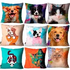 Capa Para Almofada 45x45 Mdecore Gato Cachorro Pets