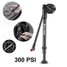 Bomba de Alta Pressão 300psi para Bicicleta – Portátil com Manômetro, Ideal para Garfo, Suspensão e Amortecedor Traseiro