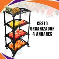 Fruteira Organizador Vertical Com Rodinhas 3 ou 4 Cestos Andares