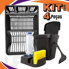 KIT Gourmet + Escorredor de Louças Prato Copos Talheres Organizador Cozinha Plástico Multiuso