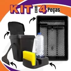 Kit Pia Porta Detergente/Rodo de Pia/Lixeira/Porta Talher Cozinha Multiuso