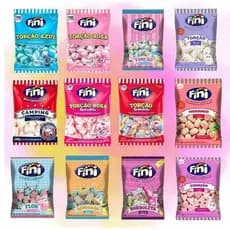 Marshmallow Fini 250g Vários Sabores Recheados e Torção - Pronta Entrega Marshmallows de Festa e Halloween