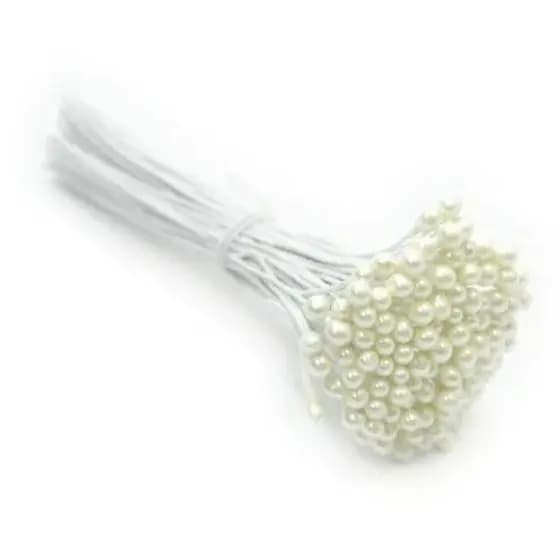 100 Pistilos Para Flores Artificiais Perolizado Medio 6cm Miolo Artesanato DIY e Lembrancinhas