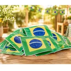 Faixa Decorativa Bandeira Do Brasil 10 Metros Seda 34x34cm