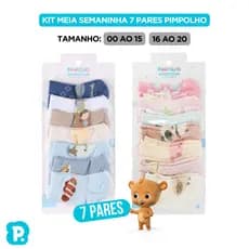 Kit 7 Pares Meia Bebê Pimpolho Menino Menina Recém Nascido Cano Alto Tamanho 00-15 e 16-20 Coloridas