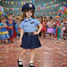 Fantasia Policial Feminina Infantil Completa + Acessórios Carnaval Cosplay  3-8 anos