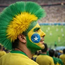 Peruca Moicano Brasil Verde e Amarela Moicano Torcida Copa Festa