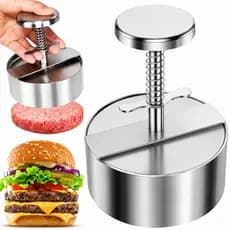 MODELADORA DE HAMBÚRGUER EM AÇO INOX 10CM PRENSA HAMBURGUER ARTESANAL PREMIUM