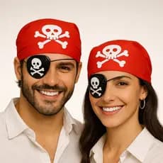 Kit Acessórios Pirata Brinco Tapa Olho Bandana 3 Pçs Fantasia Carnaval