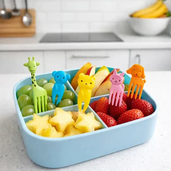 Kit 10 mini Garfos Para Frutas Bolo Sobremesa Petisco Lancheira Infantil Animais Decorativo Fofo Garfinhos