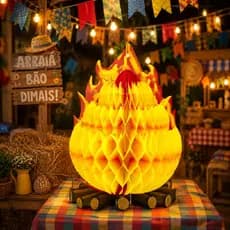 Fogueira São João Festa Junina Enfeite Papel 30cm Decoração Balão Arraiá 3D