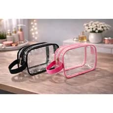 Kit Necessaire Transparente Cristal PVC Organizador Viagem Maquiagem Higiene 10 a 35 unid