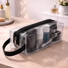 Nécessaire  De Viagem Transparente/Branca/ Preto