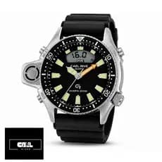 Relógio Masculino Cael Rive Aqua /land Diver 200M Prova D’Água Esportivo Pulseira Silicone