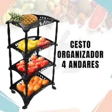 Fruteira Organizador Vertical Com Rodinhas 3 ou 4 Cestos Andares