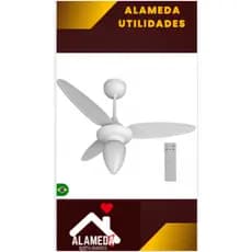 Ventilador de teto WIND inverter  3 pás com controle remoto  de led- Ventisol branco cod4632