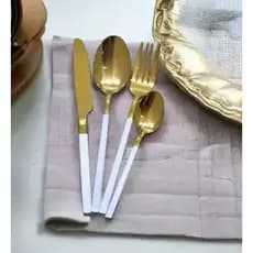Faqueiro CASITA 24 Peças Branco e Dourado – Luxo, Qualidade e Elegância na Mesa