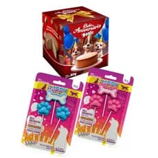 Bolo Aniversário 80gr + Vela Decorativa Cães - Com pavio mágico Estrelinha Apaga e Acende DOOGS
