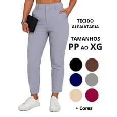 Calça Feminina Slim Social e Casual - Alfaiataria Premium - Cintura Alta com Zíper e Botão PP ao XG - Lançamento Skin