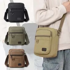 Shoulder Bag Bolsa Transversal de Ombro Tiracolo em Lona Resistente com Zíper e Alça Regulável