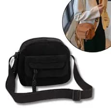 Bolsa Feminina Transversal Veludo Cotelê | Estilo Casual, Alça Ajustável, Compacta e Leve