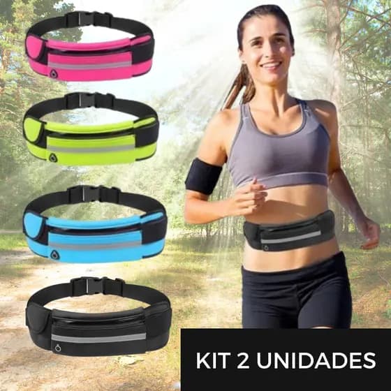Kit 2 Pochete Esportiva Corrida Slim Impermeável Academia Porta Celular e Garrafa de Agua