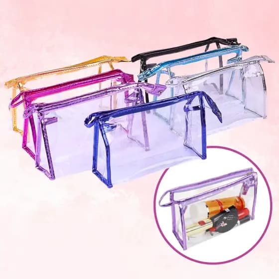 Necessaire Transparente Estojo Multiuso Organizador Para Viagem Escola Praia