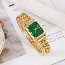 Relógio Feminino Elegante Simples Casual Pequeno Quadrado Dourado [Uma Escolha Para Dar Presentes Meninas]