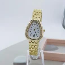Relógio Feminino Elegante E Requintado Imitação De Ouro Cobra De Quartzo Resistente Ao Desgaste Pulseira De Liga Melhor