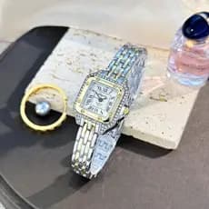 Relógio Feminino Clássico Com Pulseira De Quartzo Quadrado Cravejado De Diamantes , Versátil , Simples E Requintado