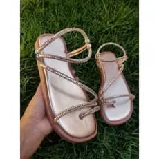Papete Flat strass brilho Paris Birken sandalia rasteira