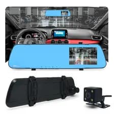 Câmera Espelho Retrovisor para Frente e Trás Ré/Frontal 1080p Infravermelho Hd Lcd