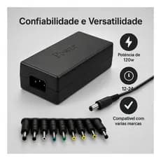 Carregador Universal 12-24v 120w Com 9 Pions Para Notebook