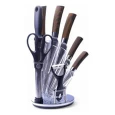 Kit Jogo 8 Facas Aço Inox Chef Geral Descascador Tesoura