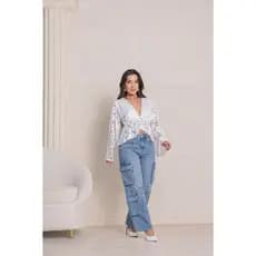 Blusa Feminina Bata Boho Manga Longa Soltinha De Renda