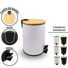 Lixeira para Banheiro 5 Litros Lixeira Banheiro Bambu Lixeira Banheiro Pedal