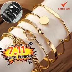 Conjunto De Pulseira De Torção Geométrica 5 Peças Para Mulheres Minimalista Empilhável Presente De Joias Da Sorte-BT