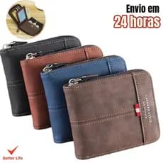 Carteira Masculina - Multifuncional com Zíper e Porta , Cartões de Identidade , Presente para o Dia dos Pais-BT