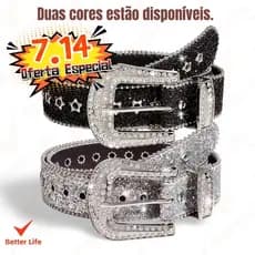 Cinto Country Feminino - com Rhinestone De Couro De PU Cowboy Ocidental Y2K Moda Para Meninas Jeans -BT