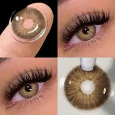 Lentes De Contato Coloridas 1Par para férias e maquiagem de Carnaval Brown Eyes 14.2mm com Kit de ferramentas de remoção