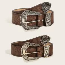 Cinto country Masculino/Feminino com Decorativo Padrão Marrom Com Cintura Decorativo Em Relevo , Para Jeans e Vestidos-B