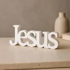Letreiro Palavra Decorativa “Jesus” – Decoração Enfeite Cristã Evangélica para Sala, Quarto, Mesa e Escritório