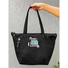 Bolsa Shopper Nylon PERSONALIZADA  de Ombro Clean Esportiva Academia Bags Gym Feminino Ziper Resistente Treino Unisex