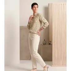 Camisa Feminina Manga Estampada Traje Social/fino B3381 Luxo