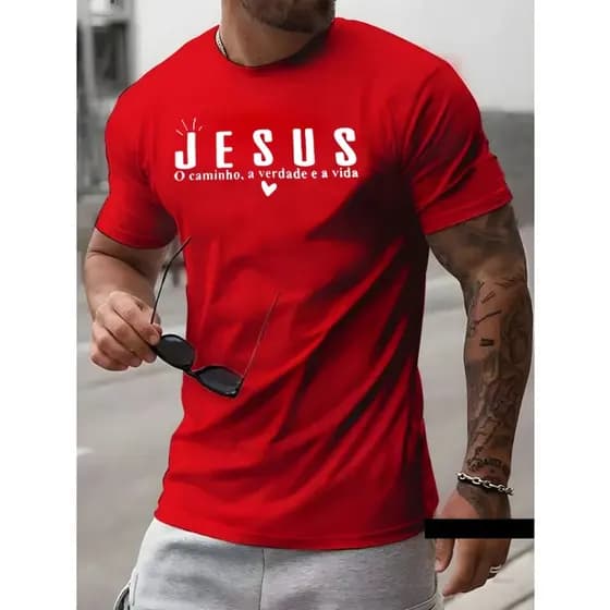 Camiseta Masculina Algodão Jesus O Caminho A Verdade E a Vida Street Camisa