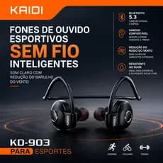 Fone de Ouvido Sem Fio Esportivo KRIDI KD-903 com Bluetooth 5.3 e Bateria de Longa Duração